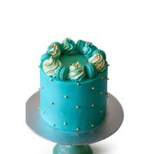 Load image into Gallery viewer, Turquoise &amp; Gold Macaron Cake
