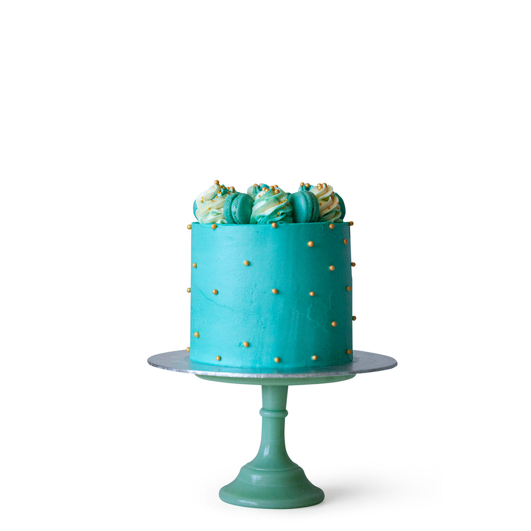 Turquoise & Gold Macaron Cake